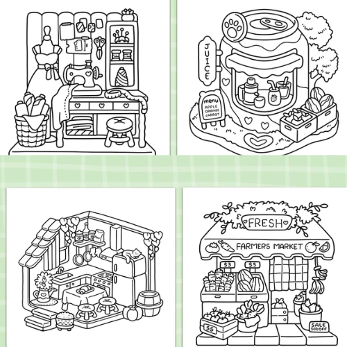 Super Cute Designs of Cozy, Hygge Spaces Coloring Book by Cute Designs